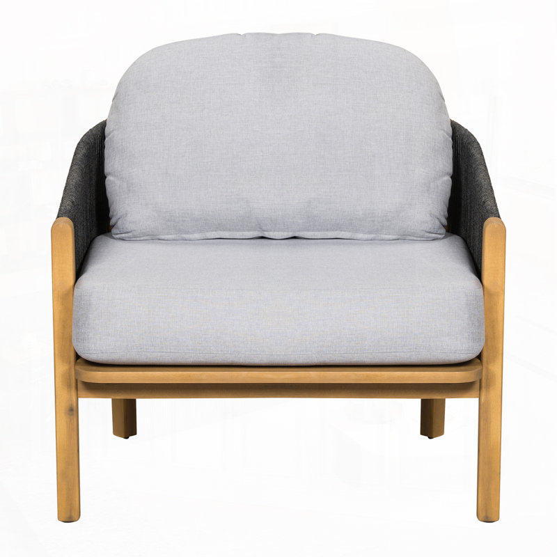 Fauteuil club d'extérieur en bois, Gris - 2