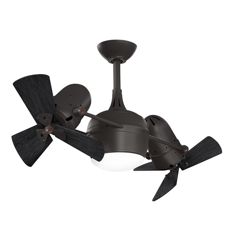 41" Dagny 6 - Blade LED Dual Ceiling Fan with Remote Control and Light Kit Included, Textured Bronze , Matte Black