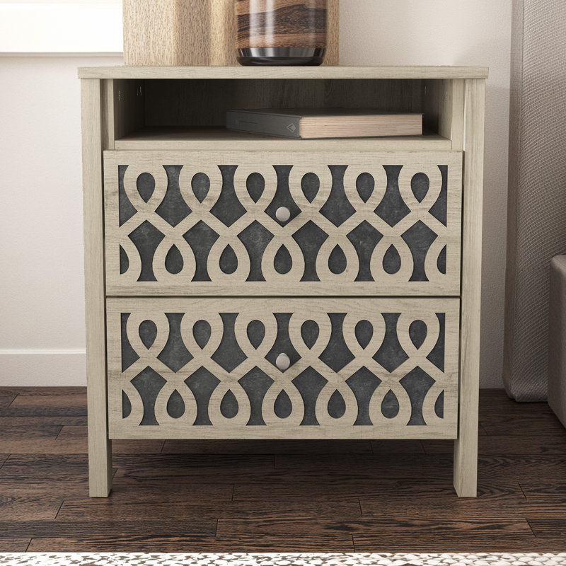 Allysyn 20.9'' W 2-Drawer Manufactured Wood Nightstand, Beige