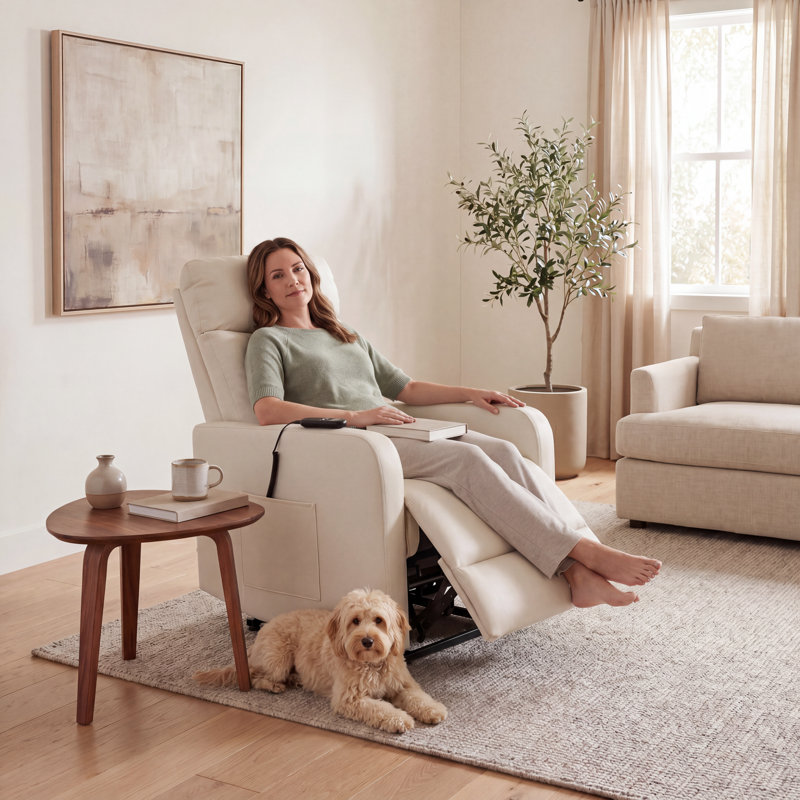 Fauteuil inclinable électrique Wall, Blanc, Simili cuir