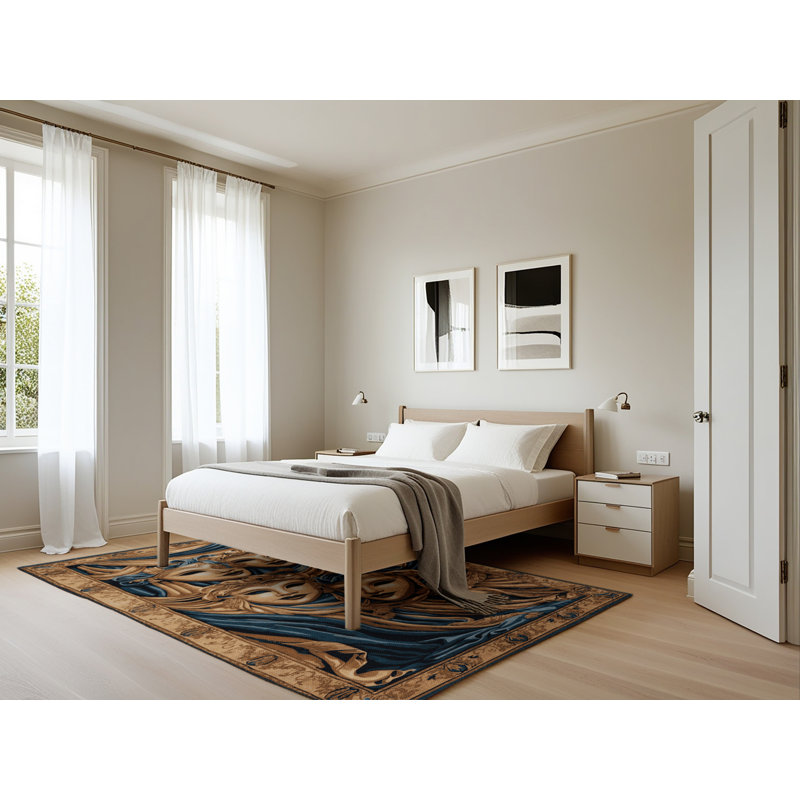 Tapis brun français lavable à la machine, Rectangle 5 pi x 7 pi