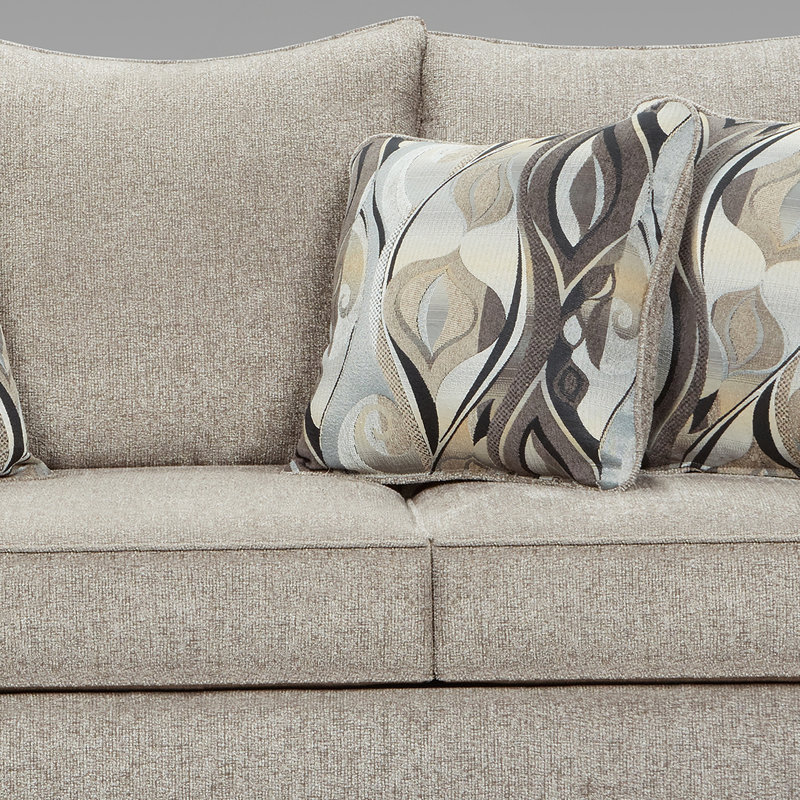 Camero Fabric Pillowback Sofa, Gray, Black
