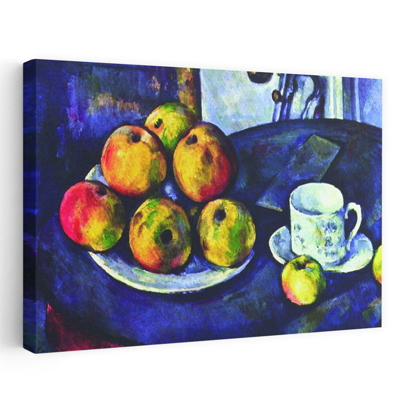 Still Life With Apples Classic Traditional Contemporary Violet Wall Art Print by Paul Cezanne - 1 Piece Wrapped Canvas Wall Art