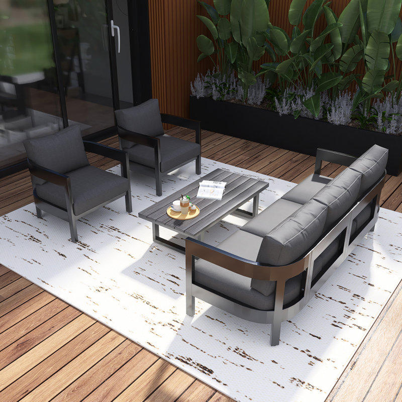 Outdoor Sofa Set With Cushions And Table, Grey