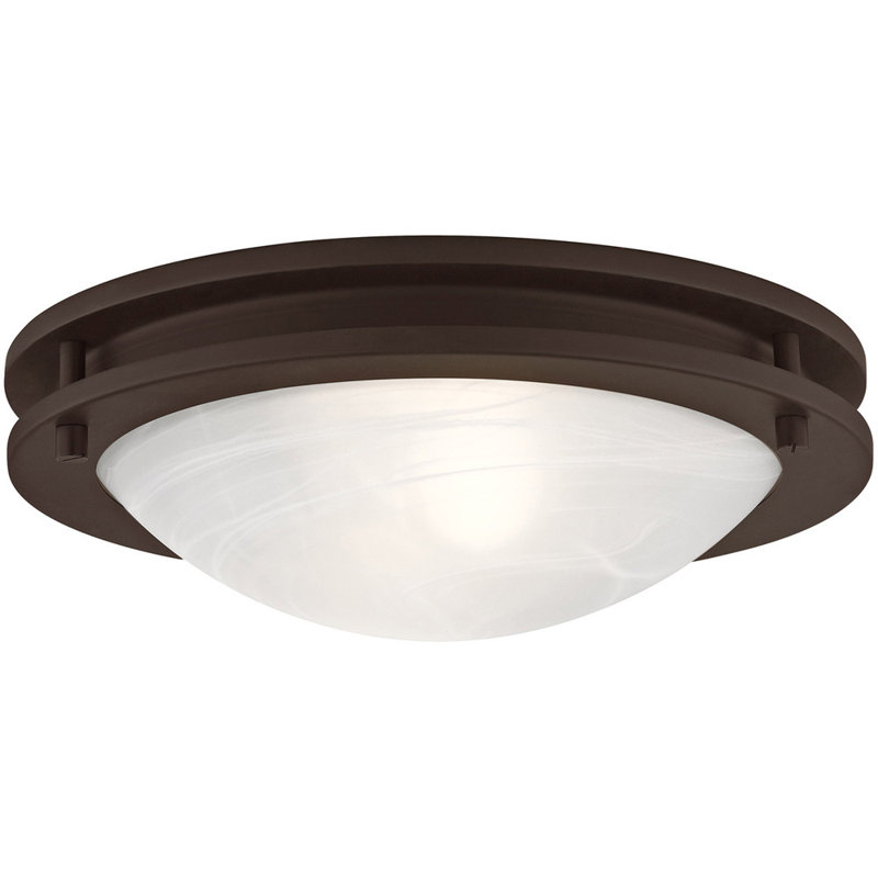 Glass Flush Mount, 3.5" H x 11" W x 11" D, Bronze