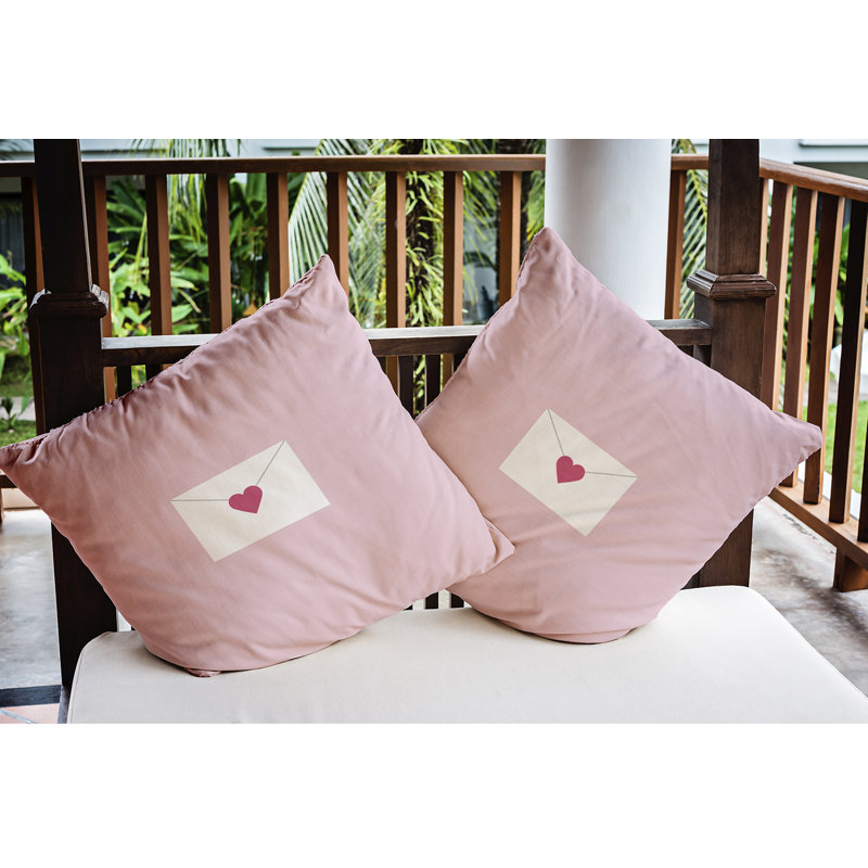 Valentine's Day Outdoor Reversible Throw Pillow, 18" H x 18" W, Pale Pink