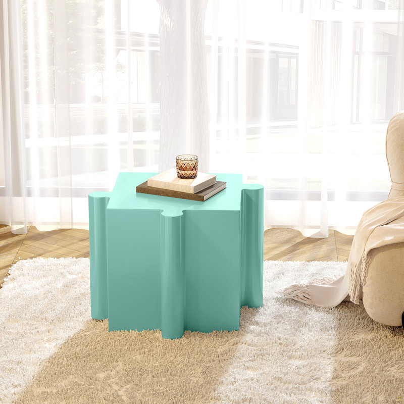 Art Side Table, Modular Convex Edge MGO Table, Light Green