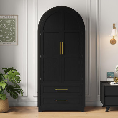 Wardrobe Closet With Shelves And Hanging Rod