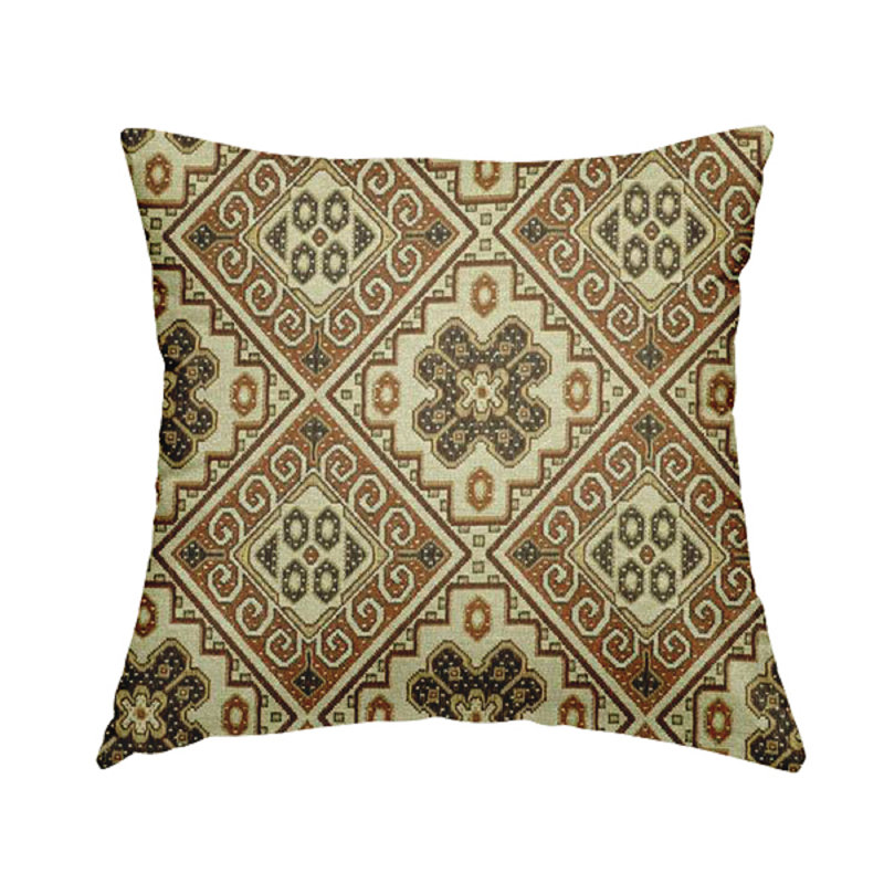Zadie Geometric Square Cushion, 28cm H x 28cm W x 5cm D, Brown