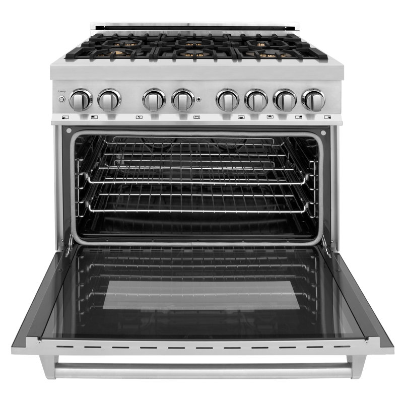 ZLINE 36" Legacy Dual Fuel Range w/ 6 Brass Burner Cooktop & Griddle w/ Electric Oven
