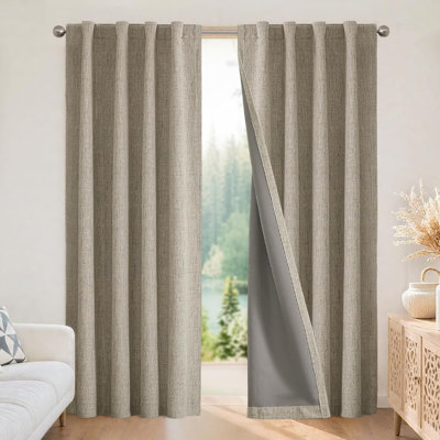 Faux Linen Blackout Curtain Panel Pair