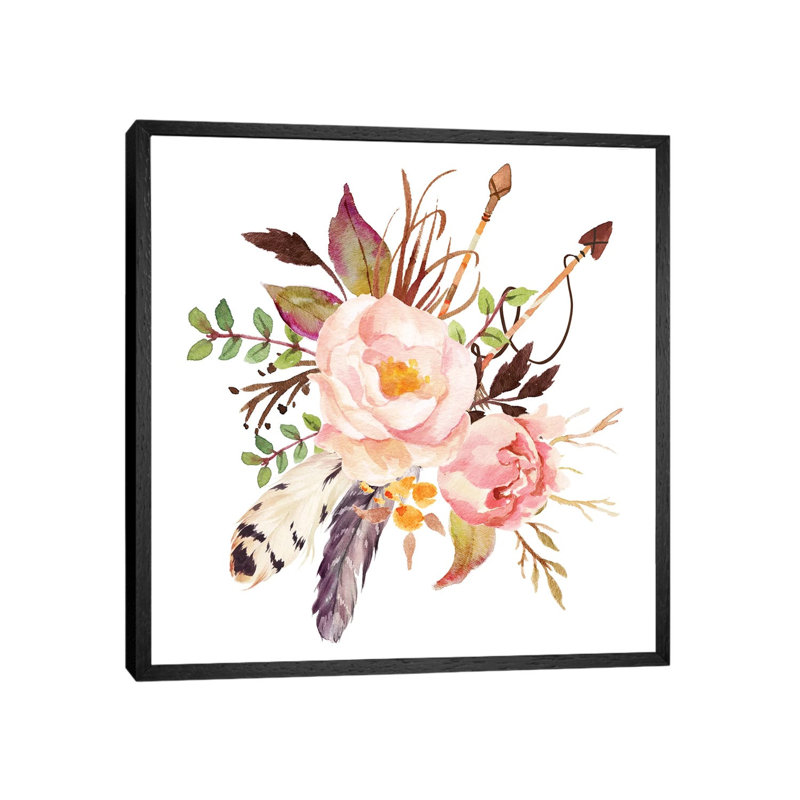 Floral - Painting on Canvas, Black Framed, 45.72cm H x 45.72cm W x 3.81cm D