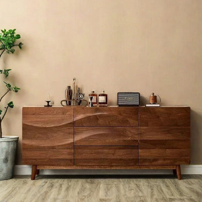 Mid-Century Modern Solid Pine Entryway Cabinet