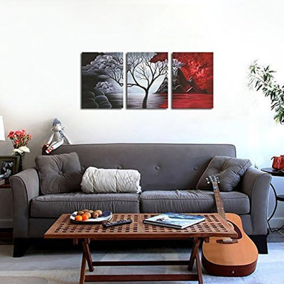 L'arbre de nuage 3 panneaux d'art moderne sur toile, reproduction d'art abstrait marin, reproduction de photos de plage sur toile pour décorations murales