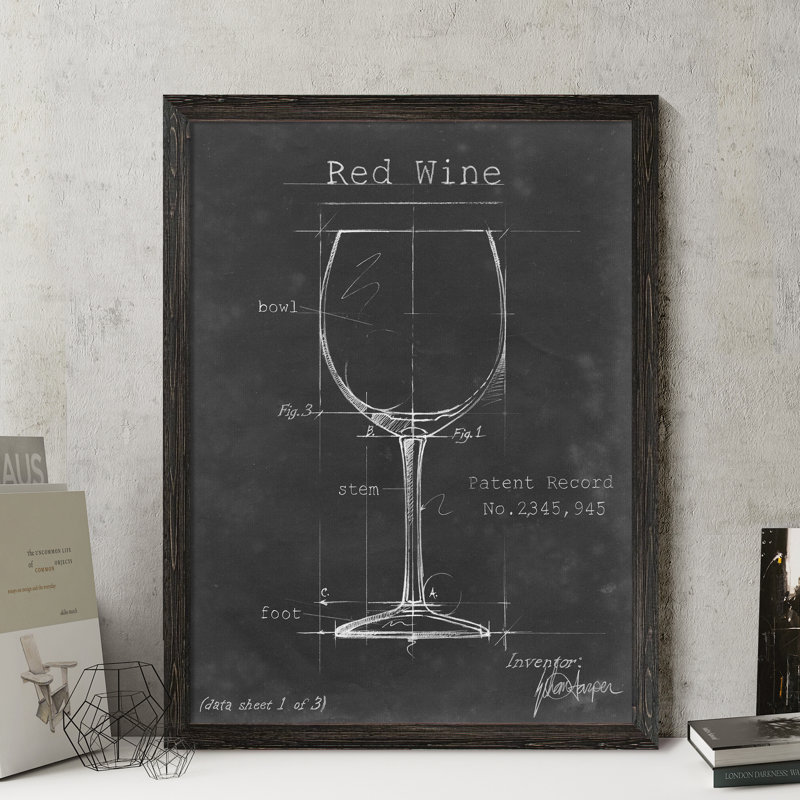 «Barware Blueprint III» par Paul Cezanne - reproduction d'art encadrée, H 30 po x l 22 po x P 1,25 po, Pas de tapis