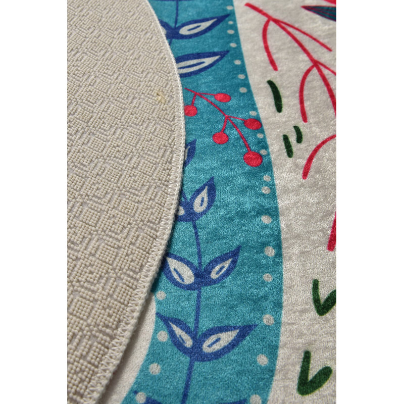 Tapis beige / bleu Bowlan, Rond 3 pi 3 po