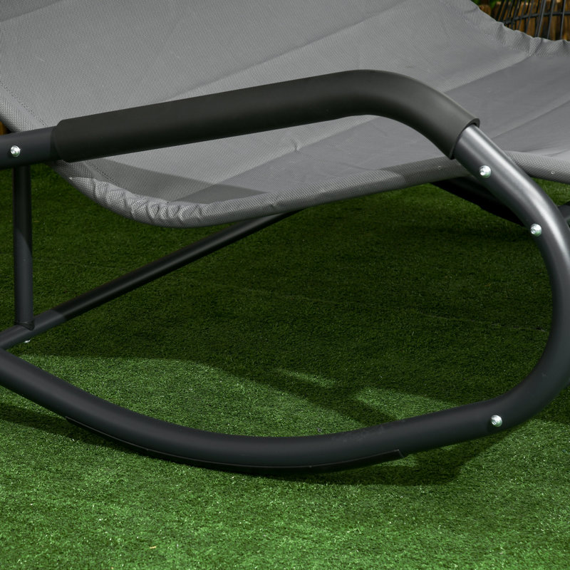 Lit d'extérieur Nahila, chaise longue d'extérieur pour deux personnes avec auvent réglable