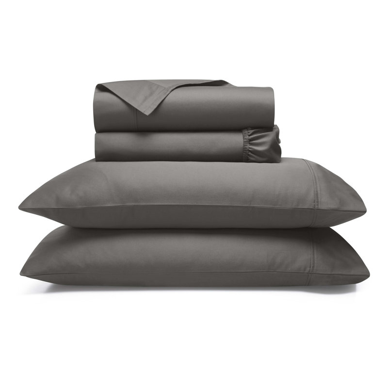 Pavo 700 Thread Count 100% Cotton Perfect Fit Deep Pocket Sheet Set, Queen Sheet 4pc Set, Charcoal, Fits up to 20"