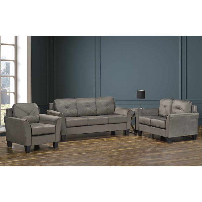 Ensemble de canapés Samara, Microfibre/microsuède gris