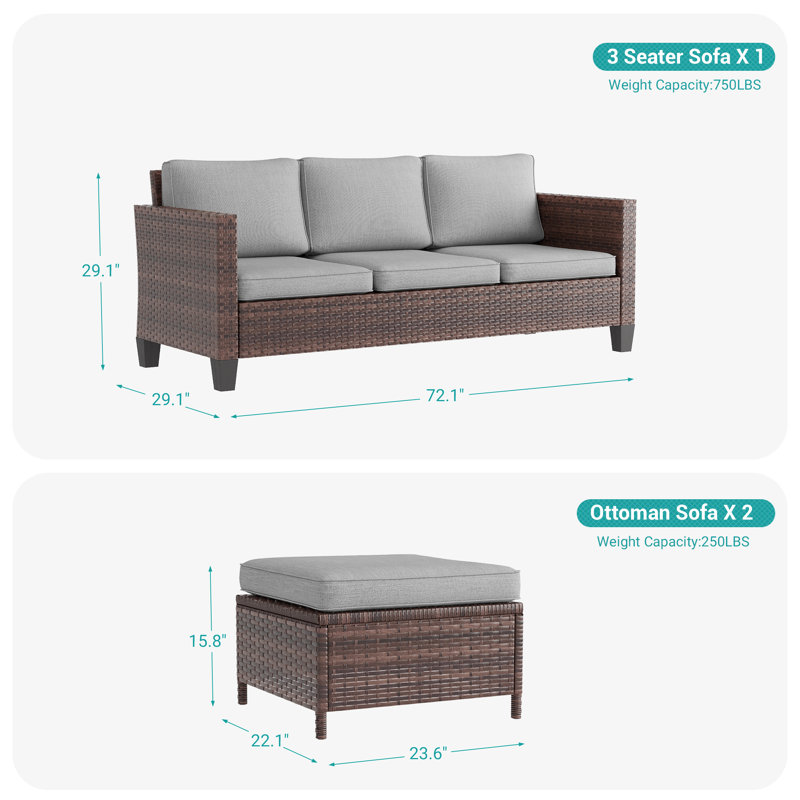 Madysun 3 - Person Patio Conversation Set, Leaden Gray