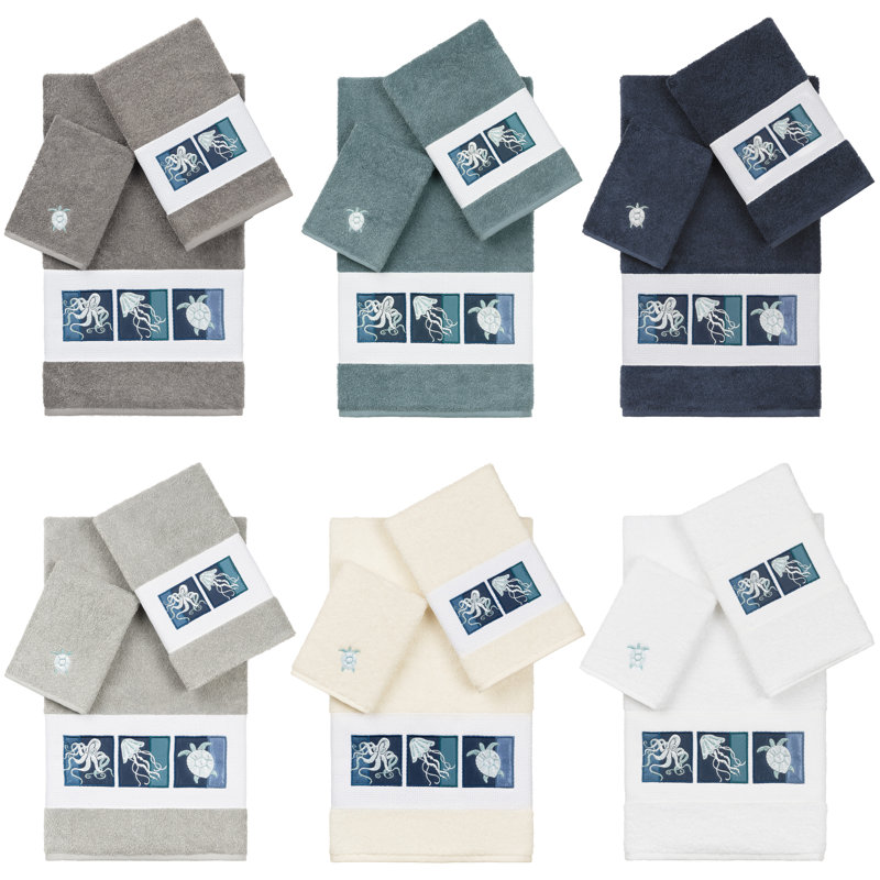 AVA 100% Turkish Cotton Ava Towel Set, Midnight Blue, 3 Piece Towel Set