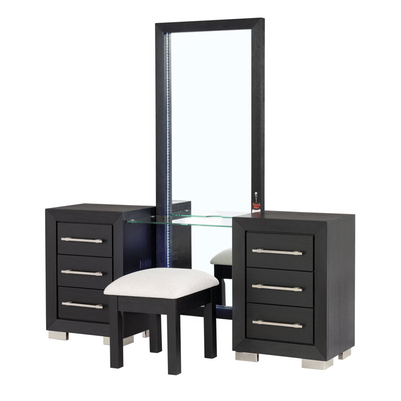 Belleterre Didmarton Vanity Set With Adjustable LED Lit Mirror And Hidden Storage Stool