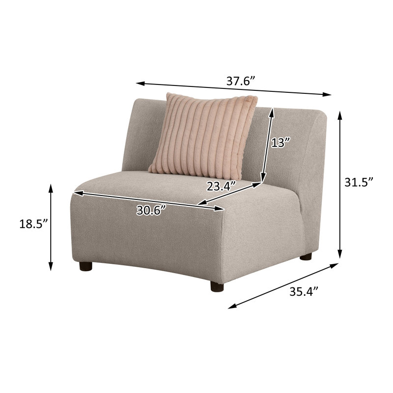 Upholstered Armless Chair Greige