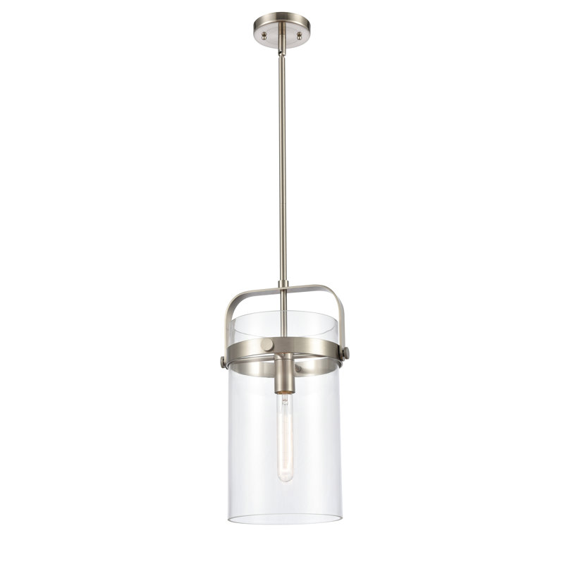 Luminaire suspendu cylindrique à 1 lumière Fenecia, Nickel satiné brossé