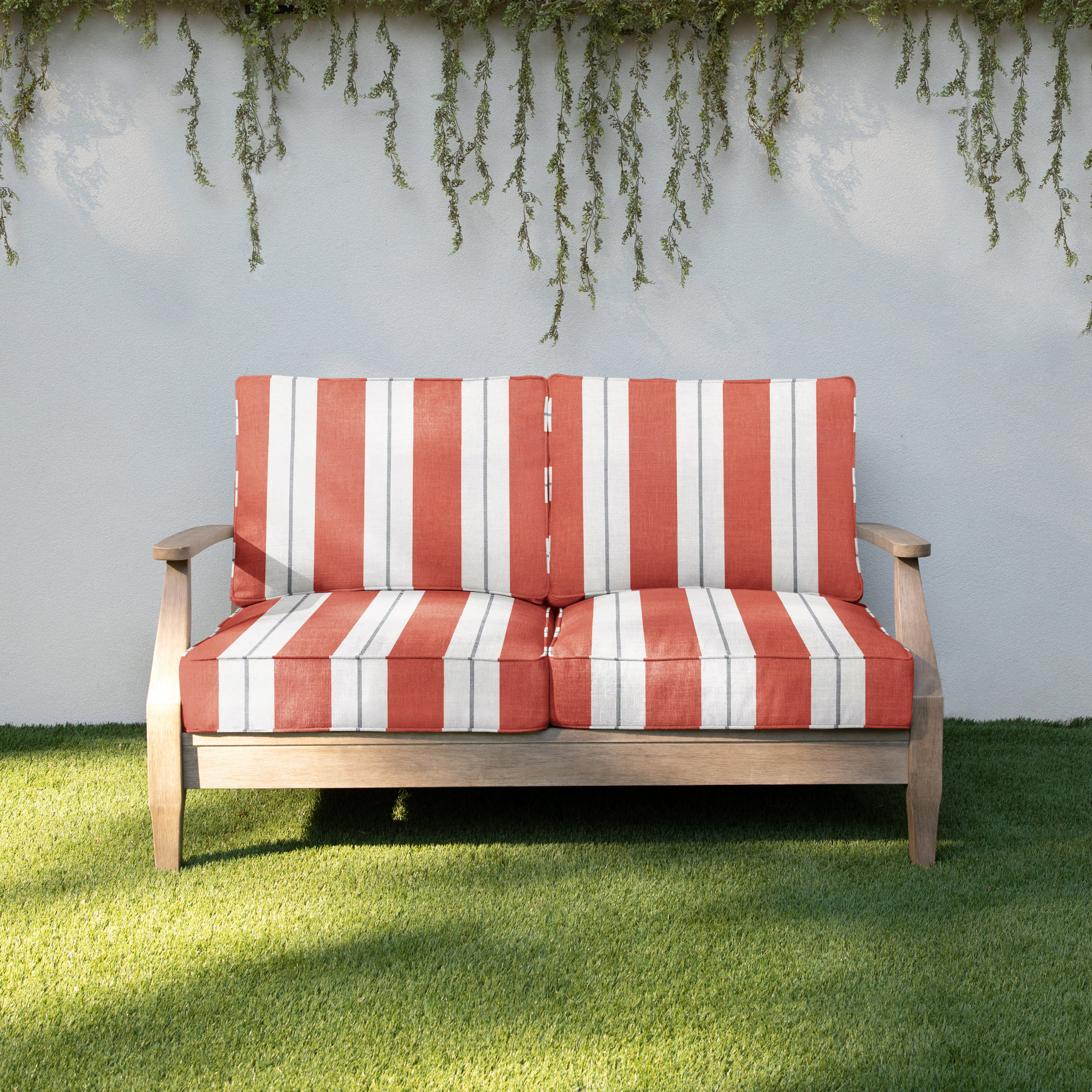 Deana Sunbrella Outdoor Seat/Back Cushion, 27" W x 23" D, Navy Stripe Sunbrella®