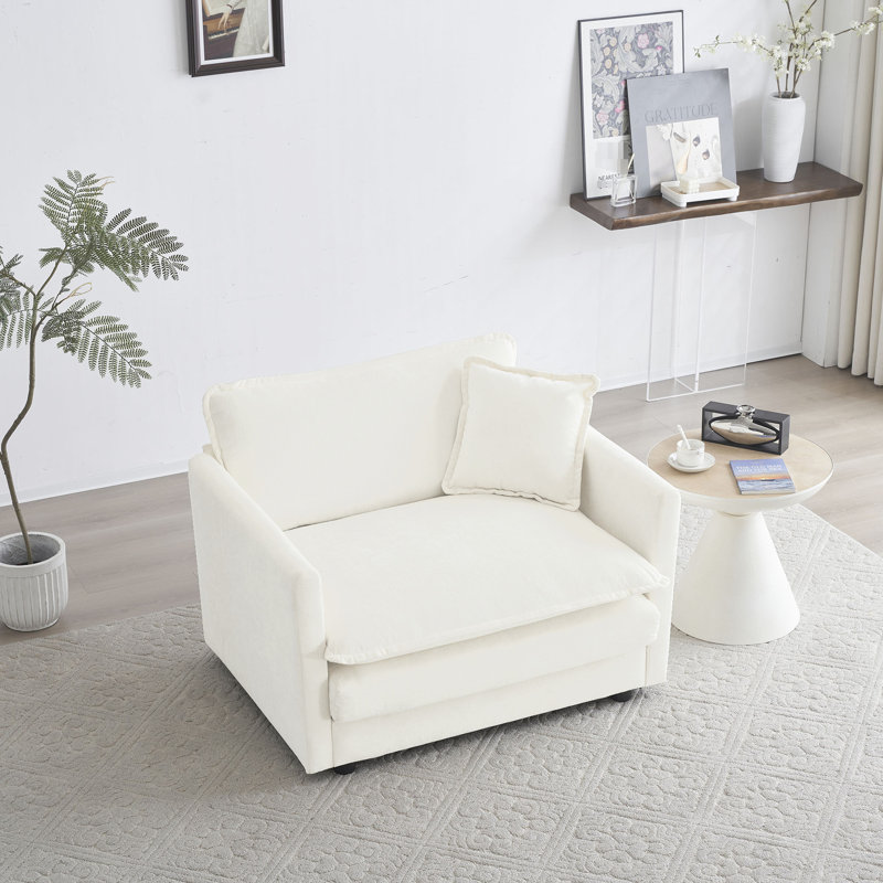 Fauteuil Comfy à siège simple - tissu chenille blanc pour le salon