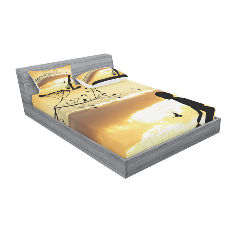 Ensemble de draps Little Child a Bird Cage at Sunset in Forest, Ensemble de draps pour lit double avec un drap-hou