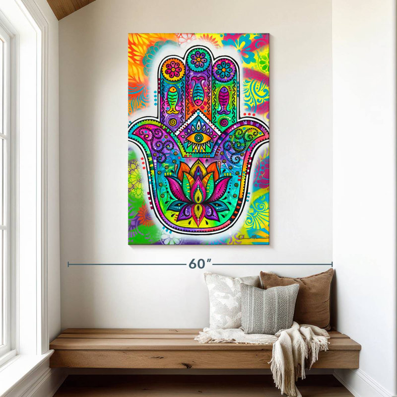 Kerrick Psychedelic Hamsa, 48" H x 32" W