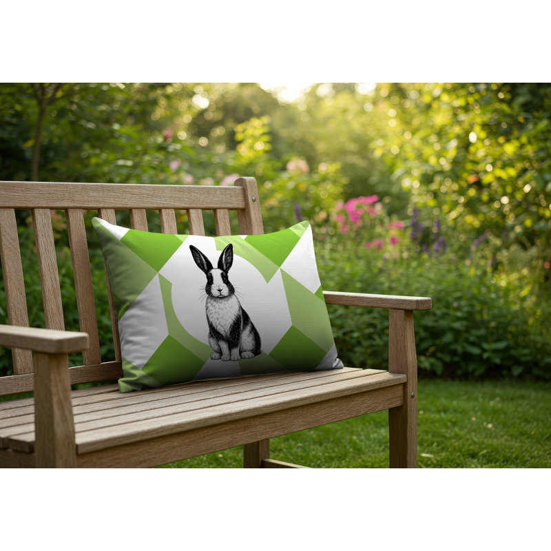 Oreiller réversible intérieur / extérieur Rabbit, 25x18, Spring Green