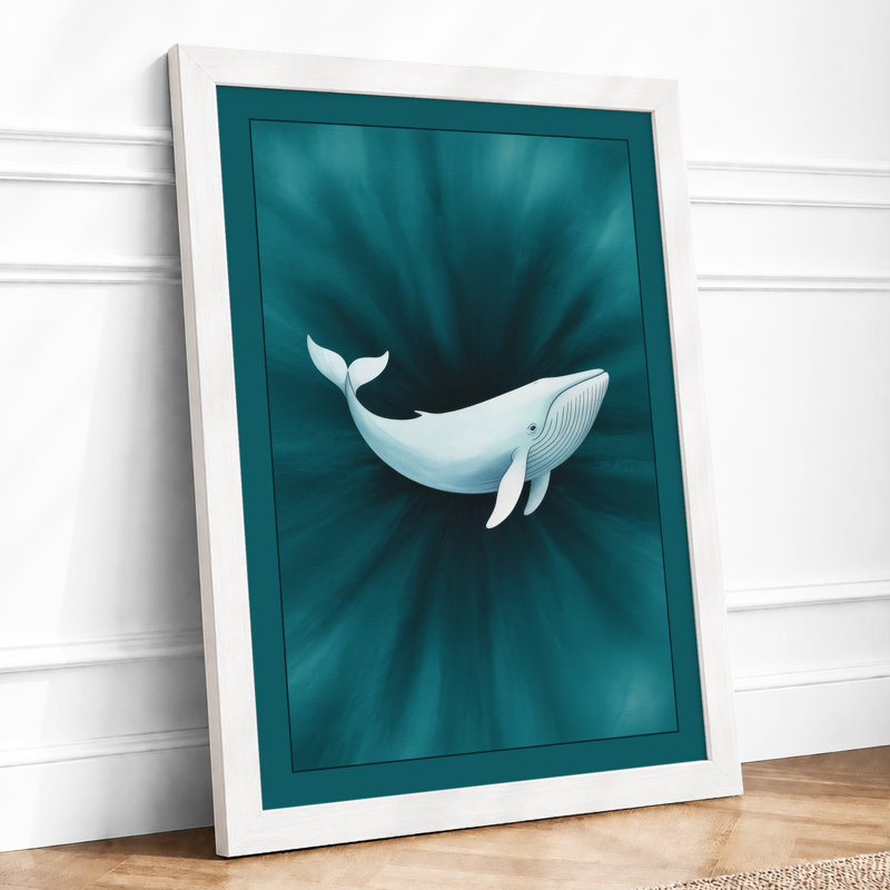 Whale in Convergence Modern - Framed Print, A3 - 42.0 x 29.7 cm, White