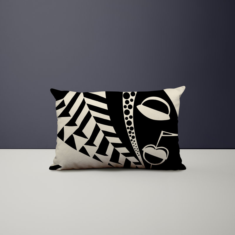 Housse et insert de coussin rectangulaire intérieur / extérieur en mélange de polyester / polyester Ikom, Noir