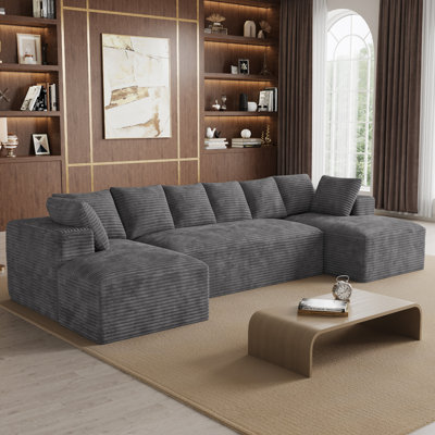 Canapé d'angle surdimensionné sans ossature et à compression de 131 pouces avec coussins