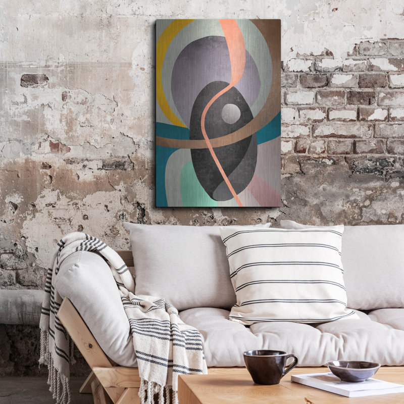 «Gray Circle Around Lines» par Svetlana Aleynikova, art mural en métal, H 36 po x l 24 po