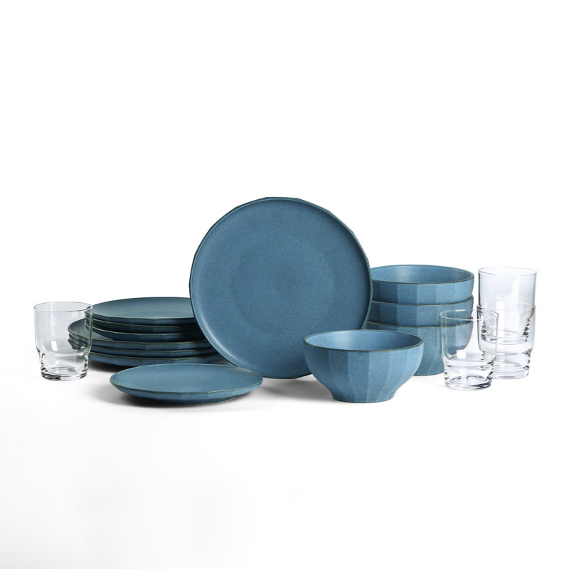 Stone Lain Rio 16-Piece Dinnerware Set Stoneware, Blue