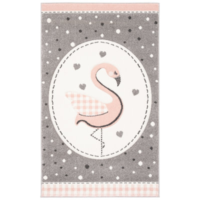 Burgan Polka Dots Gray Area Rug