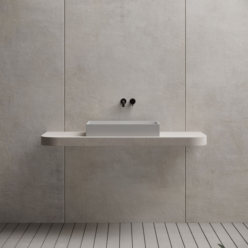 Monblari 24" X 14" Rectangle Solid Surface Matte White Vessel Sink, Matt White