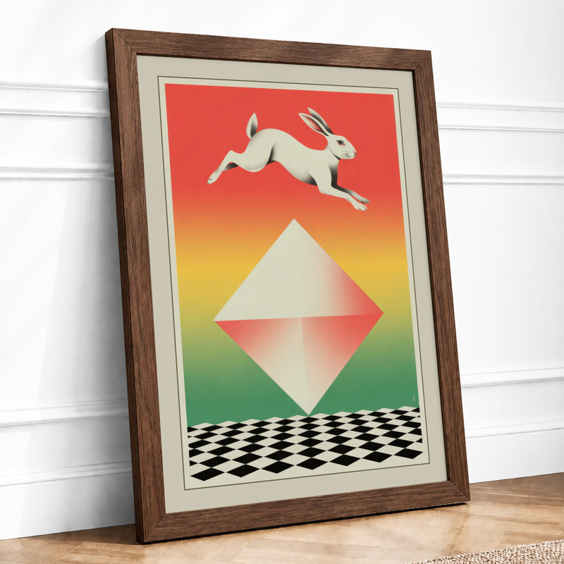 Leaping Rabbit Art Deco - Framed Print, Walnut, A1 - 84.1 x 59.4 cm