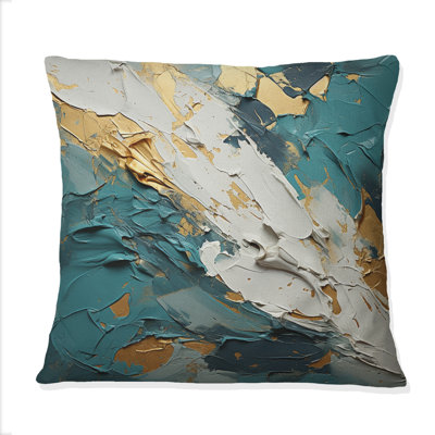 Coussin Serenity Sunset In Teal And White I - Abstract Shapes