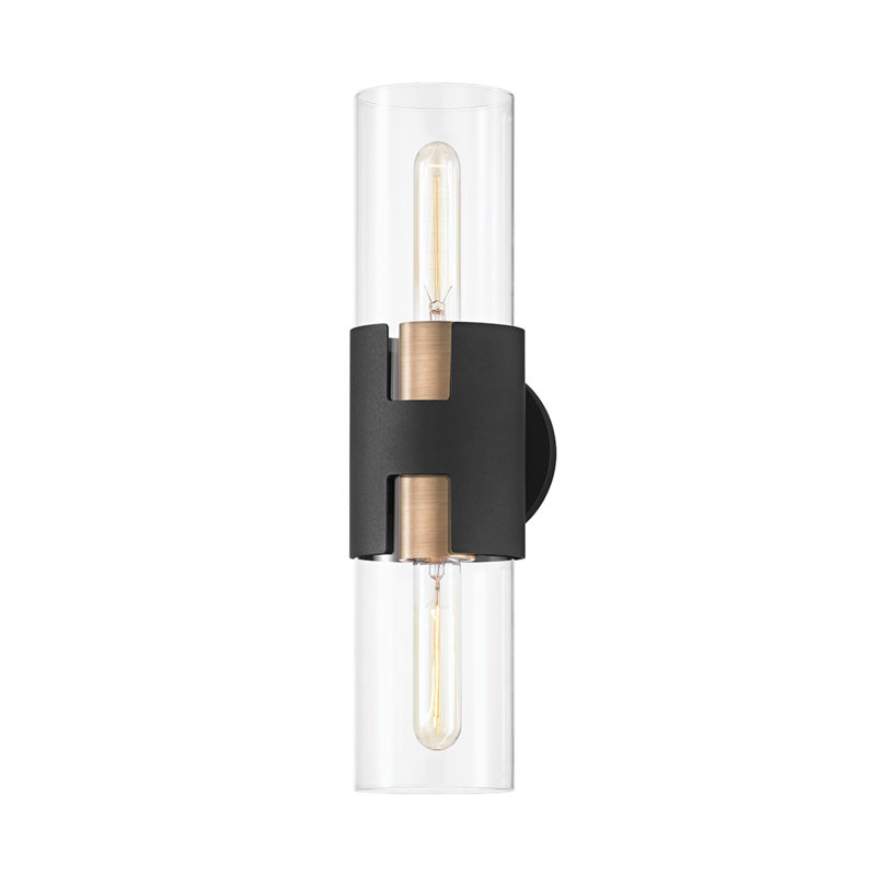 Amado 2 Light Wall Sconce, Patina Brass/Texture Black