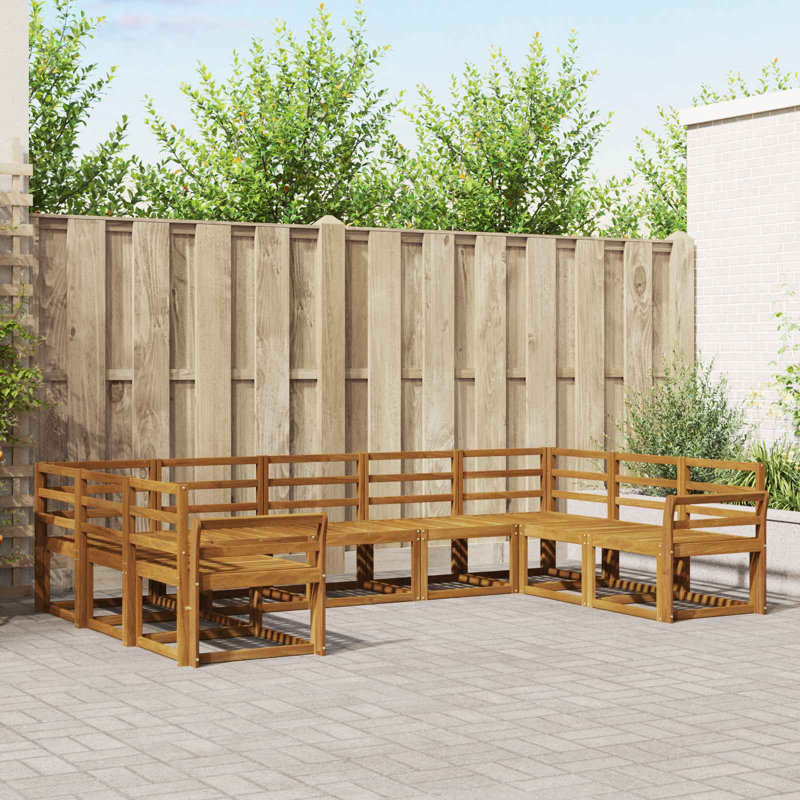 304 cm W Solid Wood Patio Corner Sofa