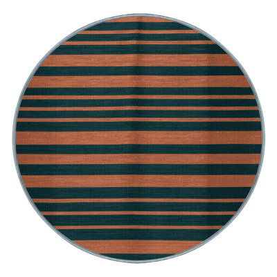 Machine Washable Horizontal Stripes Blue Area Rug