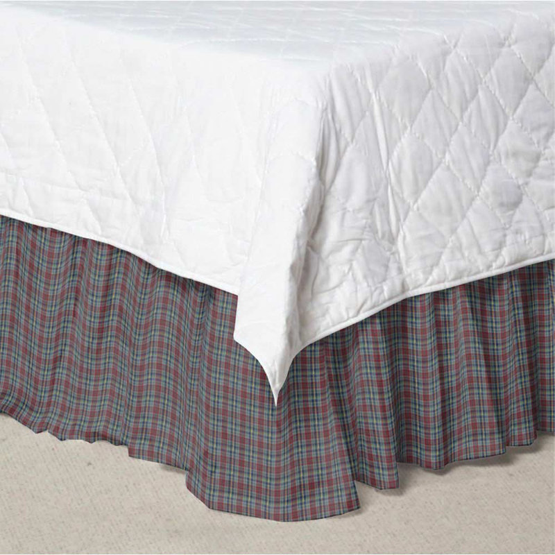 Ruffled Bed Skirt, King, Burgundy/Blue/Gold