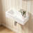 Ceramic Rectangle Wall Mount Bathroom Sink With Single Faucet Hole