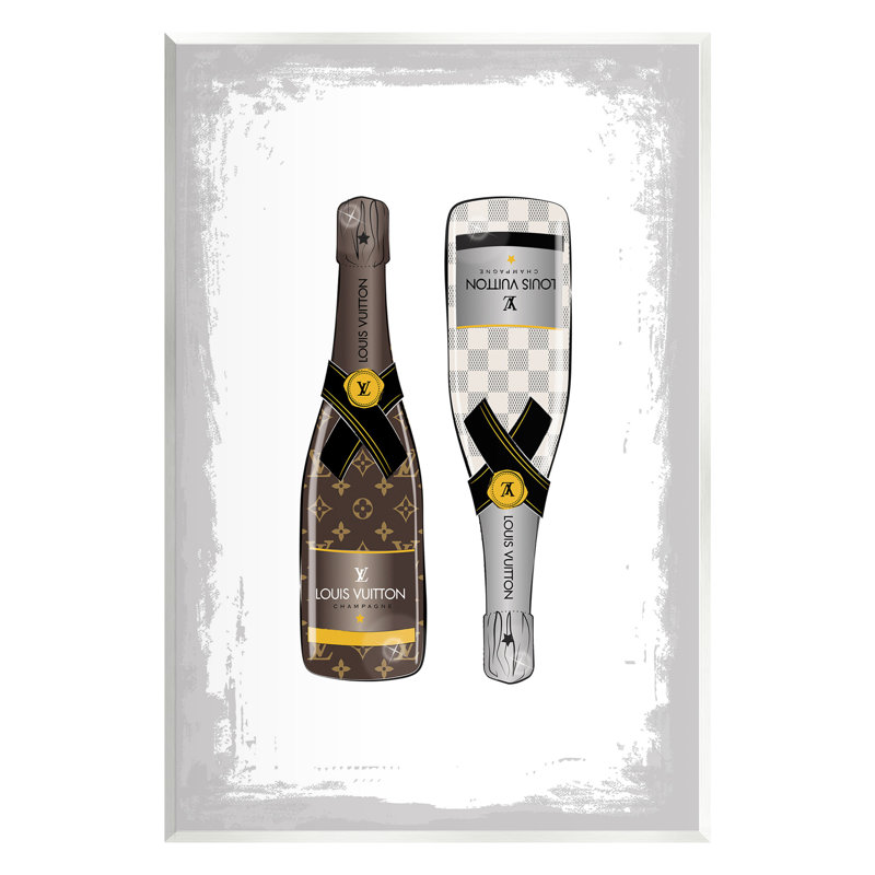 Art mural sur motif de bouteilles de champagne par Martina Pavlova, H 15 po x l 10 po