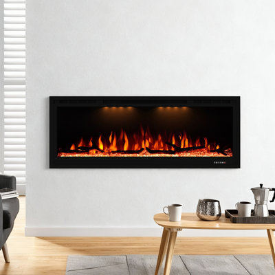 42" 1500W Heater Smart Recessed Wall Mounted Electric Fireplace With LED Top Light, 5120 BTU, App/Remote/Screen Panel Control