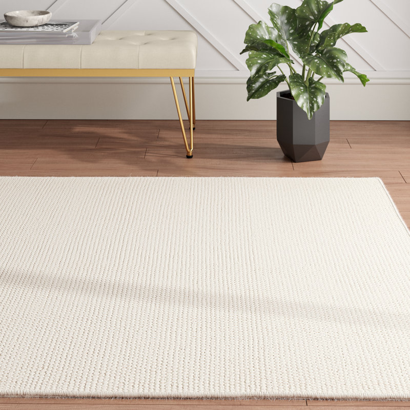 Ivory Hand Tufted Wool Rectangular Area Rug 6' x 9'
